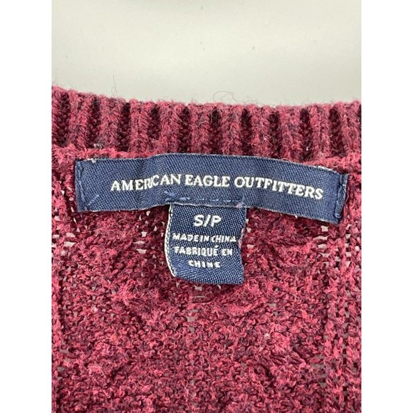 American Eagle Outfitters Burgundy Cable Knit Cardigan Sweater Zippers Size S - Picture 5 of 12
